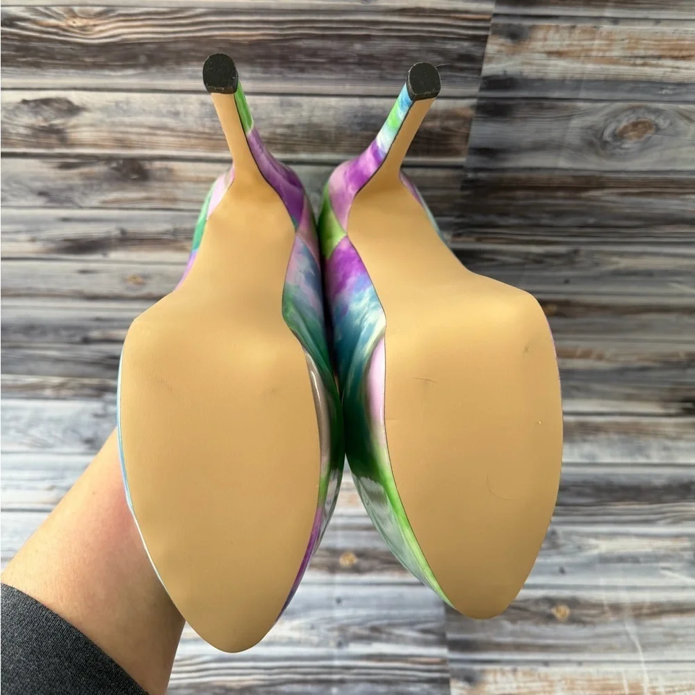 FSJ Colorful Dye Print Pumps Platform Stiletto Heels